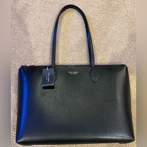 Kate Spade New York Bleecker Large Zip Top Tote. Black Saffiano Leather. NWT